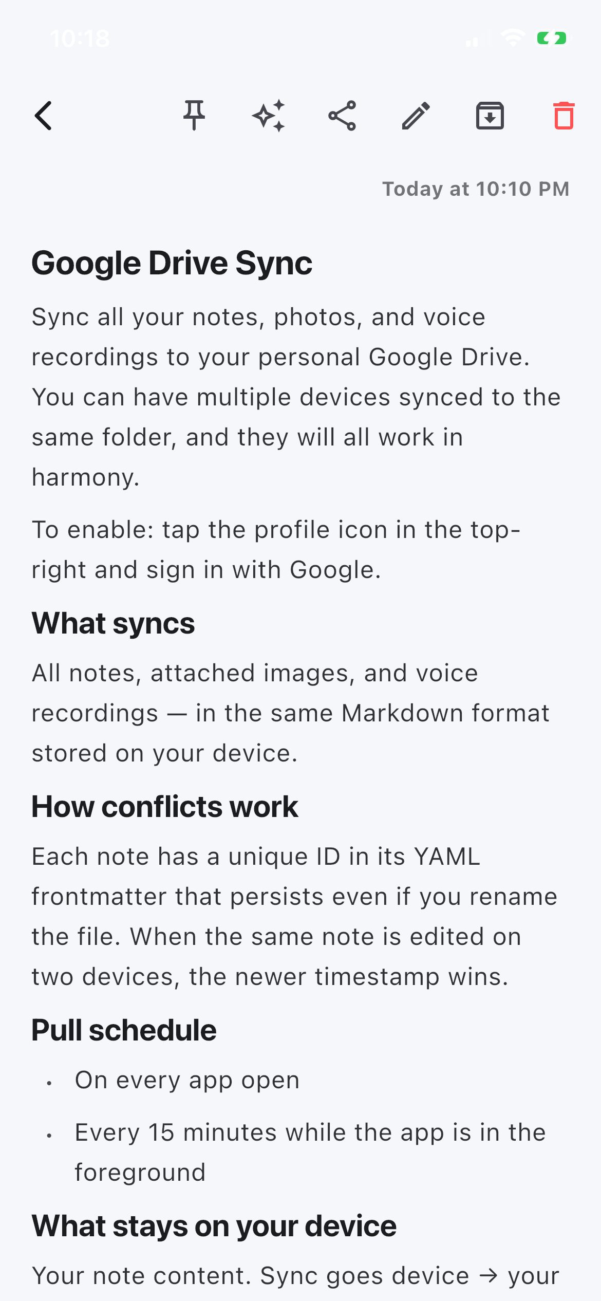Google Drive sync status
